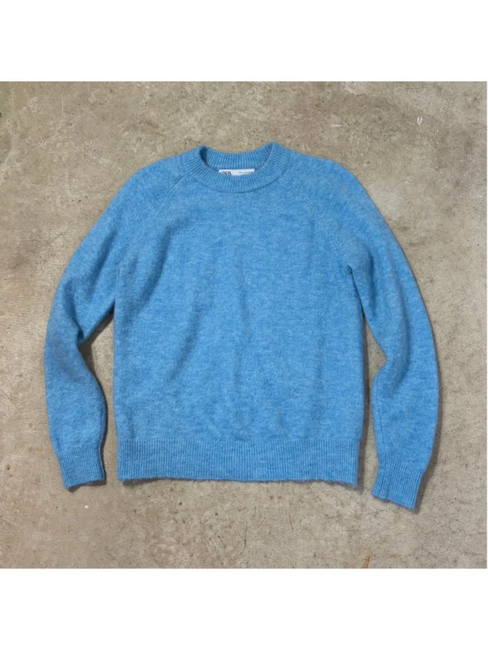 Zara Crewneck Sweater Women’s Small Alpaca Wool Blend Long Sleeve Blue